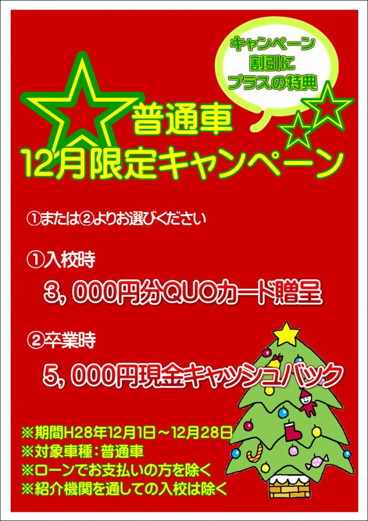 Ｈ28.12月限定キャンペーン